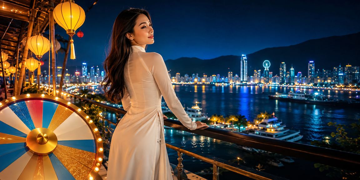 Người phụ nữ mặc áo dài tại Hội An tham gia chương trình bốc thăm may mắn và nhận giải thưởng đặc biệt